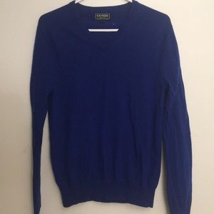 Navy blue long sleeve sweater modern fit vneck